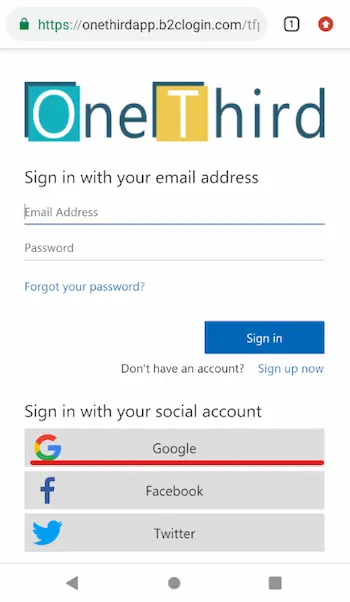 sign up with google account